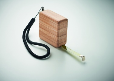 Logo trade promotional merchandise image of: Measuring tape in bamboo 1m