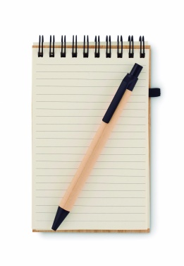 Logo trade promotional merchandise image of: A6 bamboo notepad with pen SONORABAM