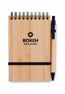 Logotrade advertising product image of: A6 bamboo notepad with pen SONORABAM