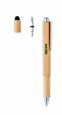 Logo trade advertising product photo of: Spirit level pen in bamboo
