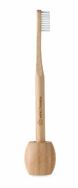 Logo trade promotional merchandise photo of: Bamboo tooth brush with stand
