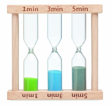 Logotrade promotional product picture of: Set of 3 wooden sand timer
