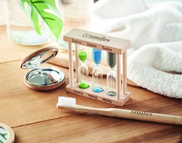 Logo trade promotional gifts picture of: Set of 3 wooden sand timer