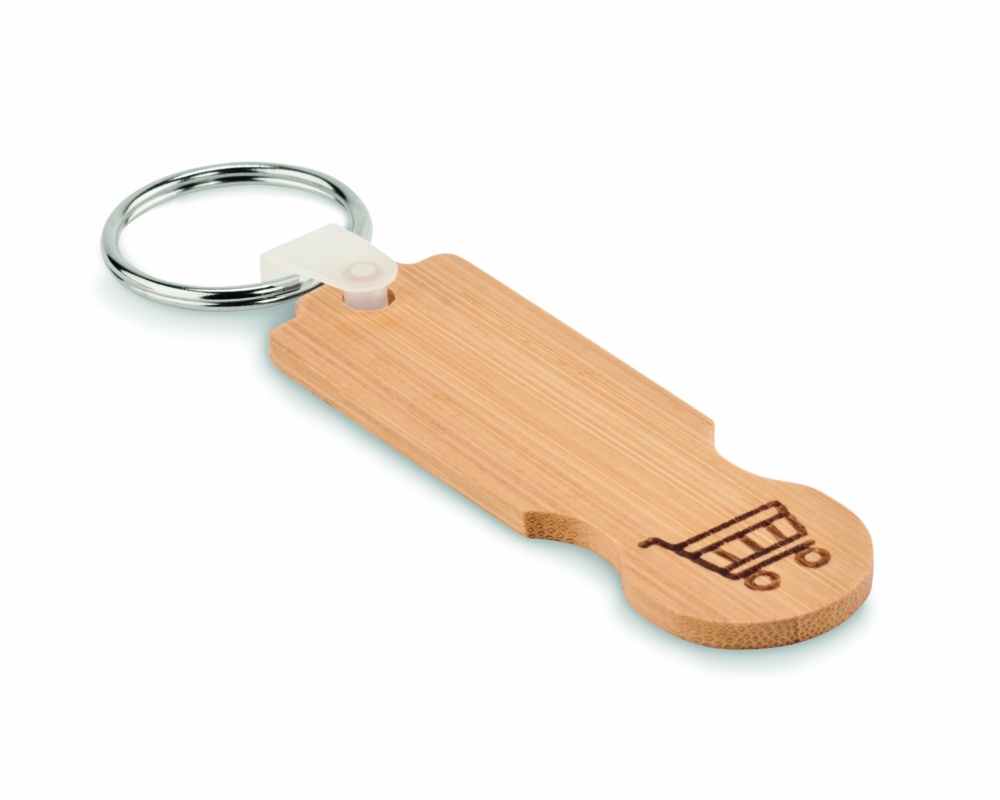 Logotrade promotional giveaway picture of: Bamboo euro token key ring Rauma