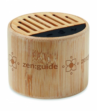Logo trade promotional item photo of: Round bamboo wireless speaker