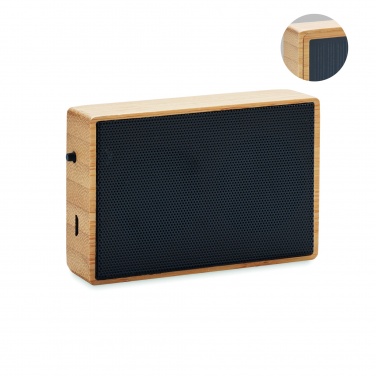 Logo trade corporate gifts image of: Solar bamboo wireless speaker