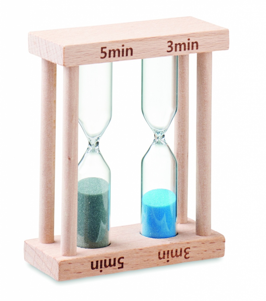 Logo trade business gift photo of: Set of 2 wooden sand timers
