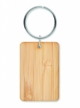 Logo trade promotional items image of: Rectangular bamboo key ring Riihimäki