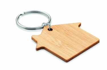 Logo trade promotional gifts image of: House shaped bamboo key ring Järvenpää