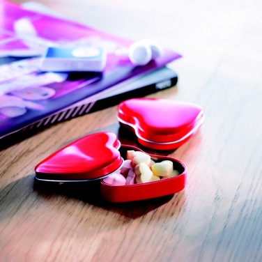 Logotrade promotional giveaway image of: Heart tin box with candies