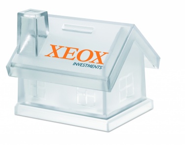 Logo trade promotional items image of: Plastic house coin bank