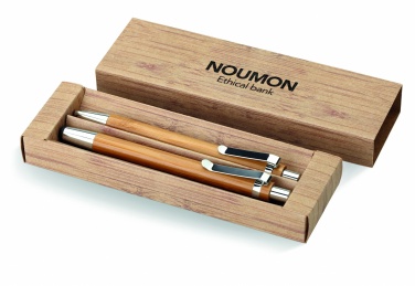 Logo trade promotional merchandise photo of: Bamboo pen and pencil set
