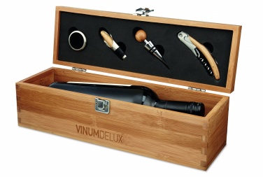 Logo trade corporate gifts image of: Wine set in bamboo box