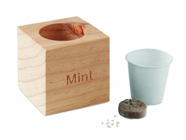 Logo trade promotional items picture of: Herb pot wood "MINT"