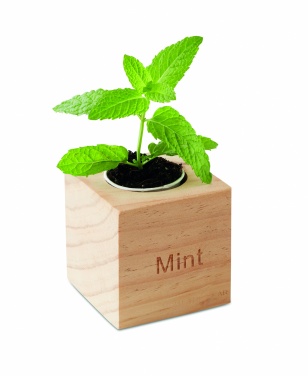 Logo trade promotional gift photo of: Herb pot wood "MINT"
