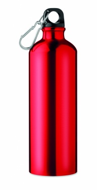 Logo trade promotional giveaways image of: Single-walled 750 ml aluminum bottle with a carabiner and customizable printing