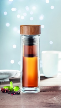 Logo trade promotional gifts picture of: Double wall glass bottle 400ml München