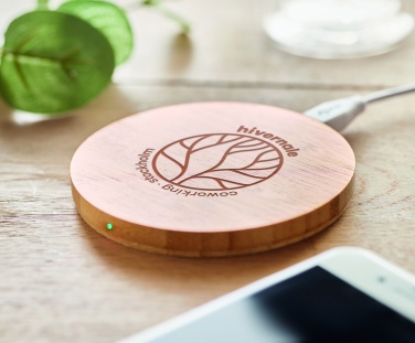 Logo trade promotional items image of: Wireless charger bamboo 5W