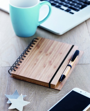 Logo trade advertising products image of: Bamboo notebook with pen lined BAMBLOC