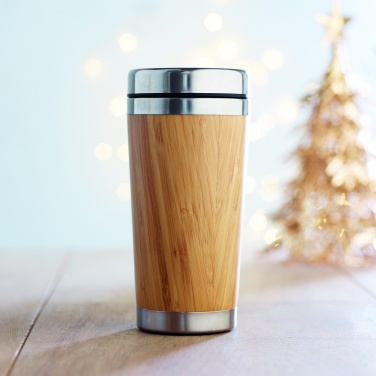 Logotrade advertising product image of: Double wall bamboo flask 430ml