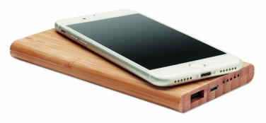Logo trade business gifts image of: Wireless power bank in bamboo 6000mAh ARENA
