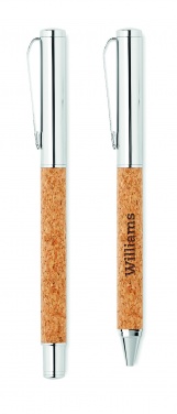 Logotrade promotional items photo of: Metal Ball pen set in cork box