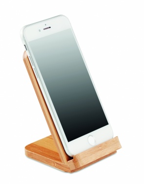 Logo trade promotional gift photo of: Bamboo wireless charge stand 5W WIRESTAND