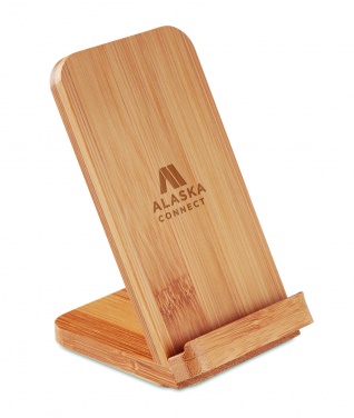 Logo trade business gifts image of: Bamboo wireless charge stand 5W WIRESTAND