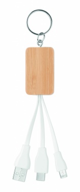 Logo trade corporate gifts picture of: Bamboo 3-in-1 cable