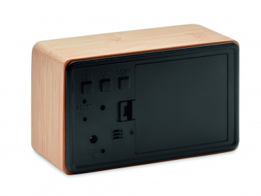 Logo trade promotional giveaways image of: LED alarm clock bamboo casing Düsseldorf