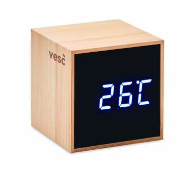 Logotrade promotional product image of: LED alarm clock bamboo casing Dortmund