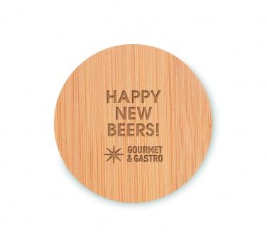 Logo trade corporate gift photo of: Bamboo bottle opener/ coaster DAKAI