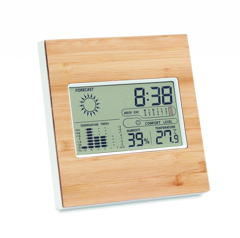 Logo trade promotional merchandise image of: Weather station bamboo front TURKU