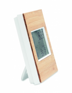 Logo trade promotional items picture of: Weather station bamboo front TURKU