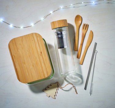 Logo trade promotional items image of: Glass lunchbox with bamboo lid