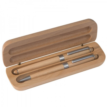 Logotrade corporate gifts photo of: Wooden writing set ballpen and roller INDIANAPOLIS