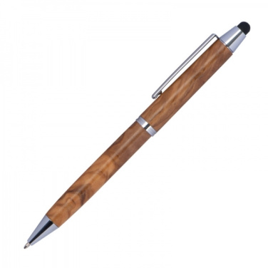 Logo trade advertising products image of: Wooden ballpen with touch function ERFURT