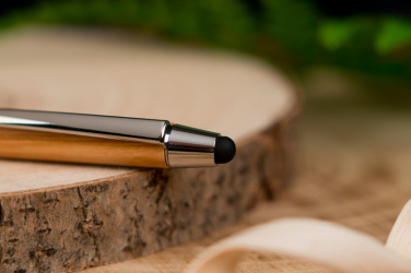 Logo trade promotional giveaway photo of: Wooden ballpen with touch function ERFURT