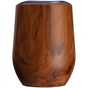 Logotrade advertising products photo of: Stainless steel mug with wooden look BRIGHTON 380 ml