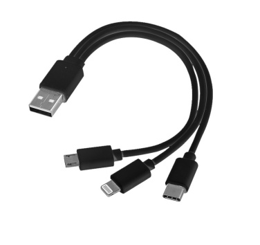 Logo trade promotional giveaways image of: 3 in 1 USB cable type c + micro USB + lightning