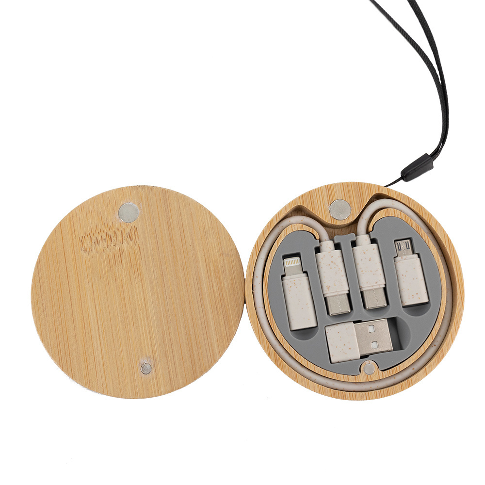 Logotrade promotional merchandise photo of: 4in1 cable in wooden case, LH-ZM01