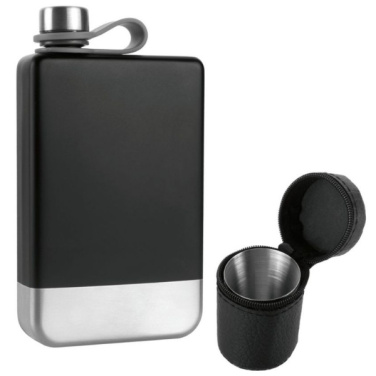 Logotrade promotional merchandise picture of: Hip flask set TAHAT Schwarzwolf