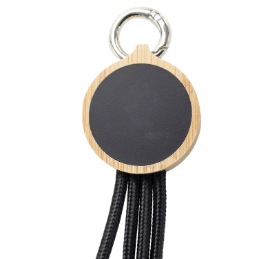 Logotrade business gifts photo of: 4-in-1 cable with elighted logo in a wooden casing, LH-ZMU05
