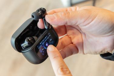 Logo trade advertising product photo of: Airtune RCS recycled plastic ANC earbuds with touch screen