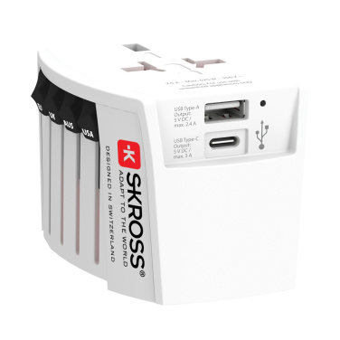 Logotrade advertising products photo of: SKROSS World Travel Adapter MUV 2-pole with USB A and C