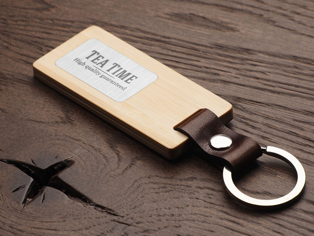 Logo trade business gifts image of: Wooden keyring 1853292