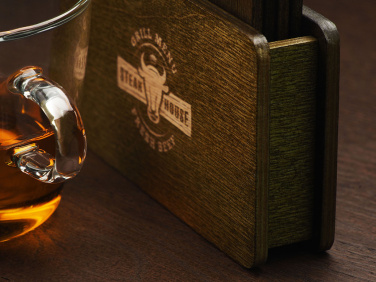 Logo trade corporate gifts picture of: Wooden box with 4 coasters 1871121