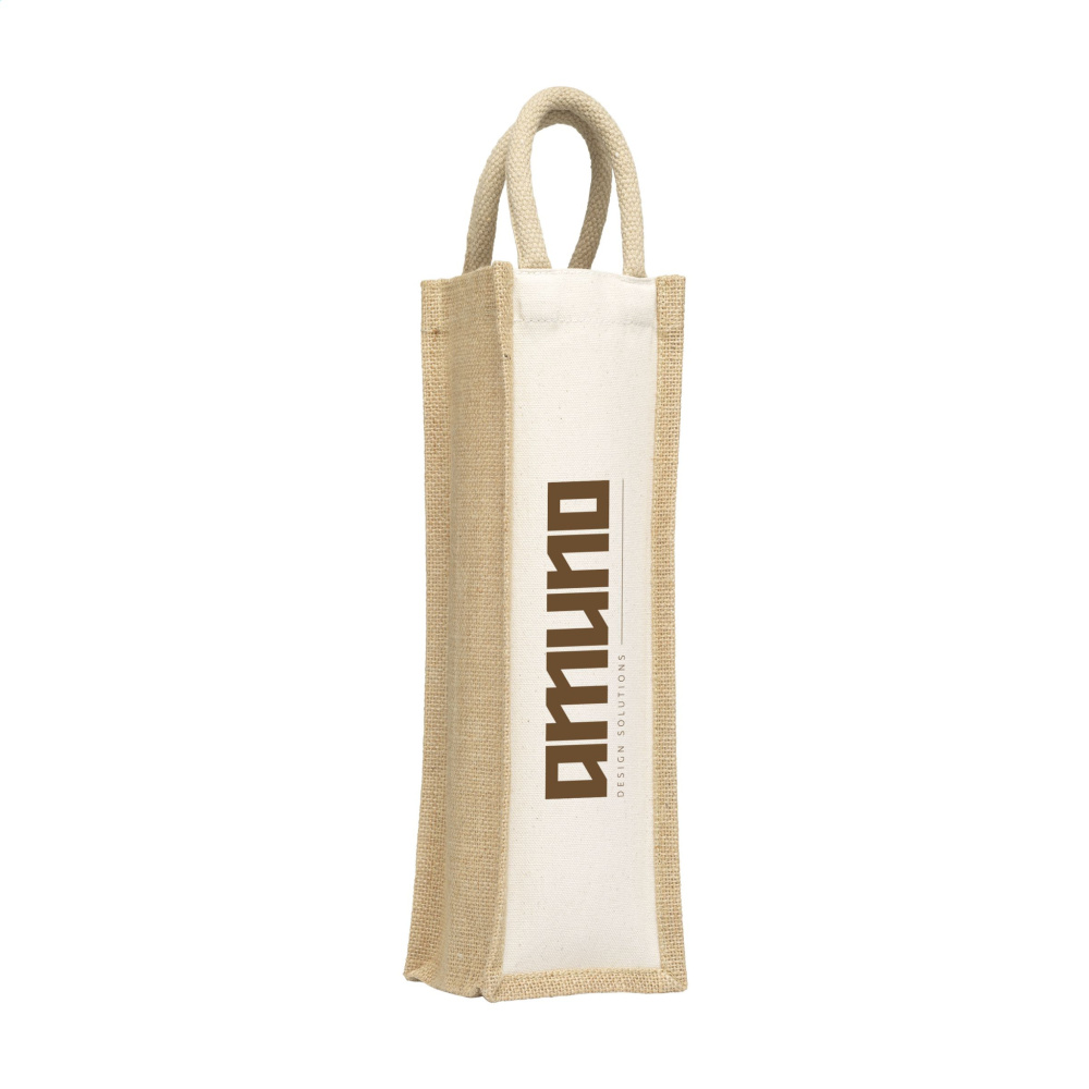 Logo trade business gift photo of: Jute Canvas Wine Bag
