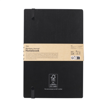 Logo trade promotional products image of: Bamboo Journal Naked Spine Paper Notebook Black A5