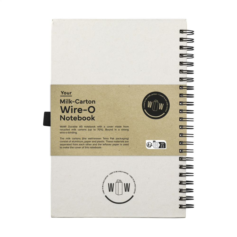 Logotrade corporate gift picture of: Milk-Carton Wire-O Paper Notebook A5